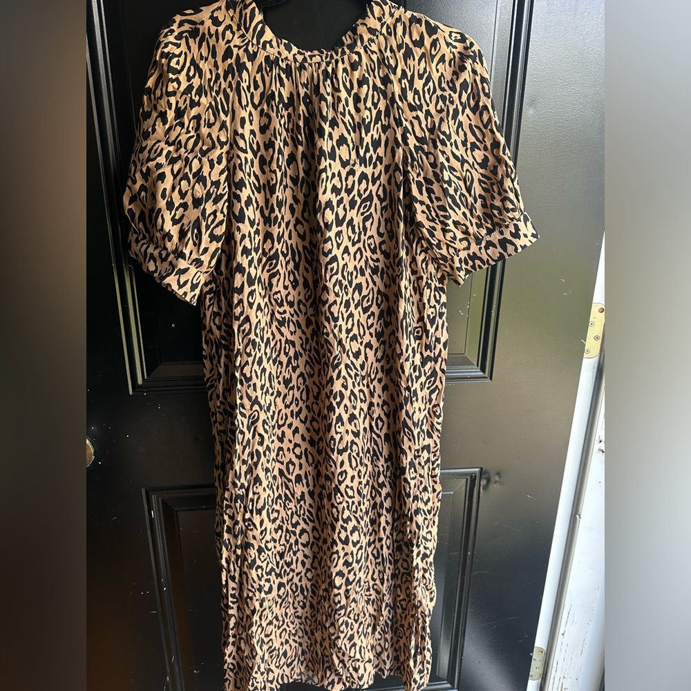 Anthropologie Leopard Print Midi Dress